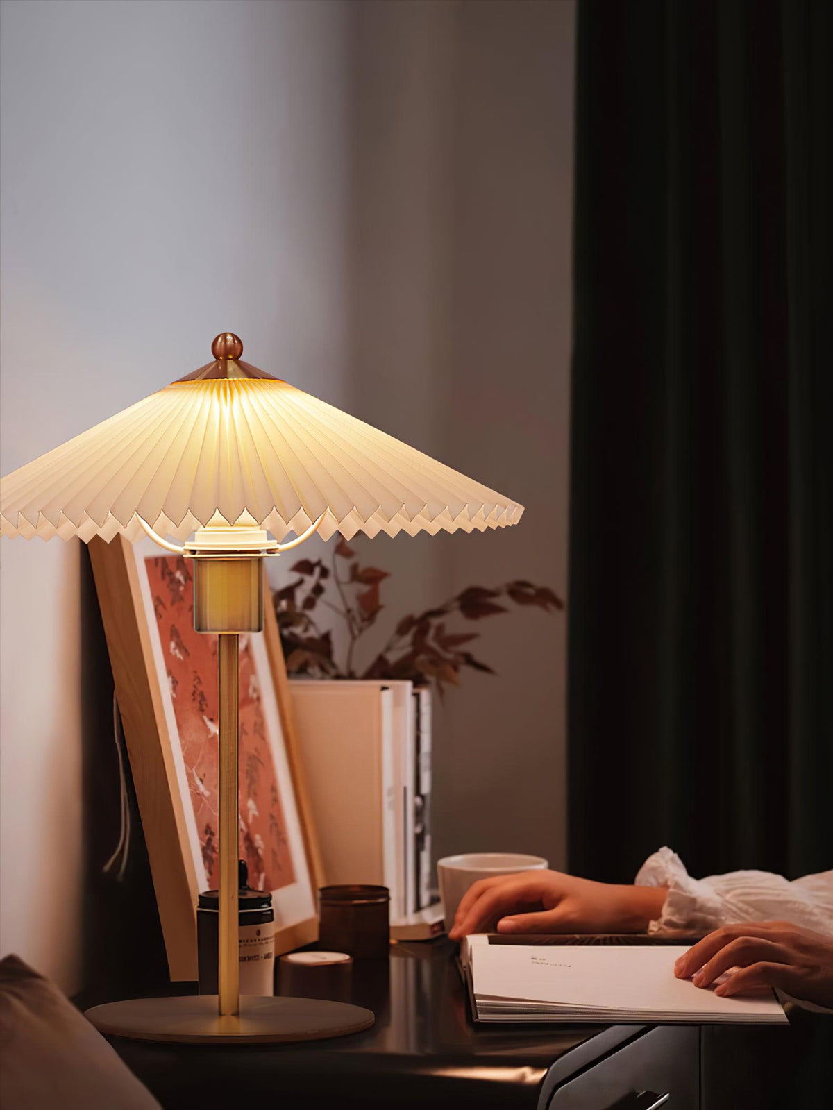 Camirir Lampe de Table à Abat-Jour Plissé