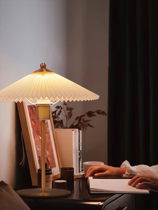 Camirir Lampe de Table à Abat-Jour Plissé