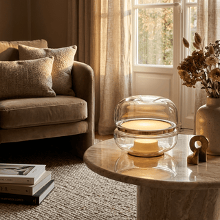 Perla Smoke Glass Table Lamp-Neutral Decor