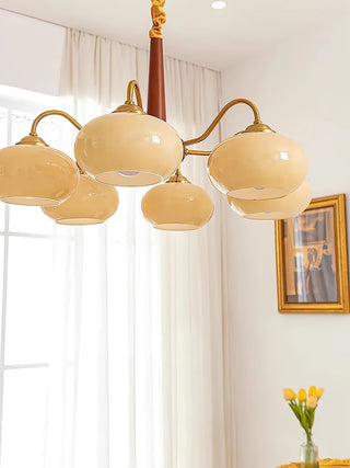 Lustra Suspension Persimmon Laiton et Verre Élégante