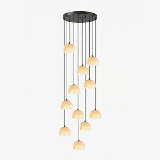 Petal Alabaster Dome Staircase Chandelier-Neutral Decor