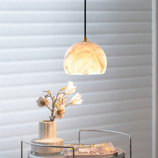Petal Alabaster Dome Staircase Chandelier-Neutral Decor