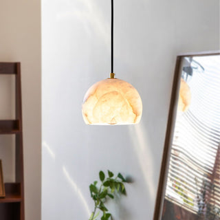 Petal Alabaster Dome Staircase Chandelier-Neutral Decor