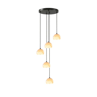 Petal Alabaster Dome Staircase Chandelier-Neutral Decor
