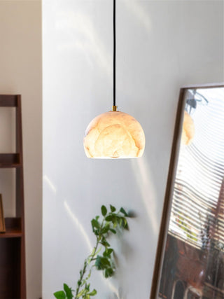 Petal Alabaster Dome Staircase Chandelier-Neutral Decor