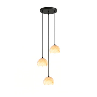 Petal Alabaster Dome Staircase Chandelier-Neutral Decor