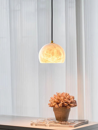 Petal Alabaster Dome Staircase Chandelier-Neutral Decor