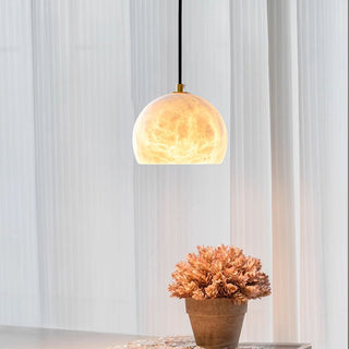 Petal Alabaster Dome Staircase Chandelier-Neutral Decor