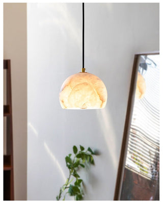 Petal Alabaster Dome Staircase Chandelier-Neutral Decor