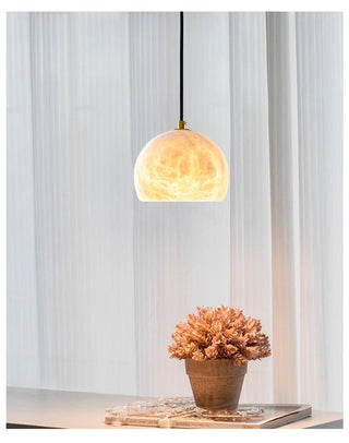 Petal Alabaster Dome Staircase Chandelier-Neutral Decor