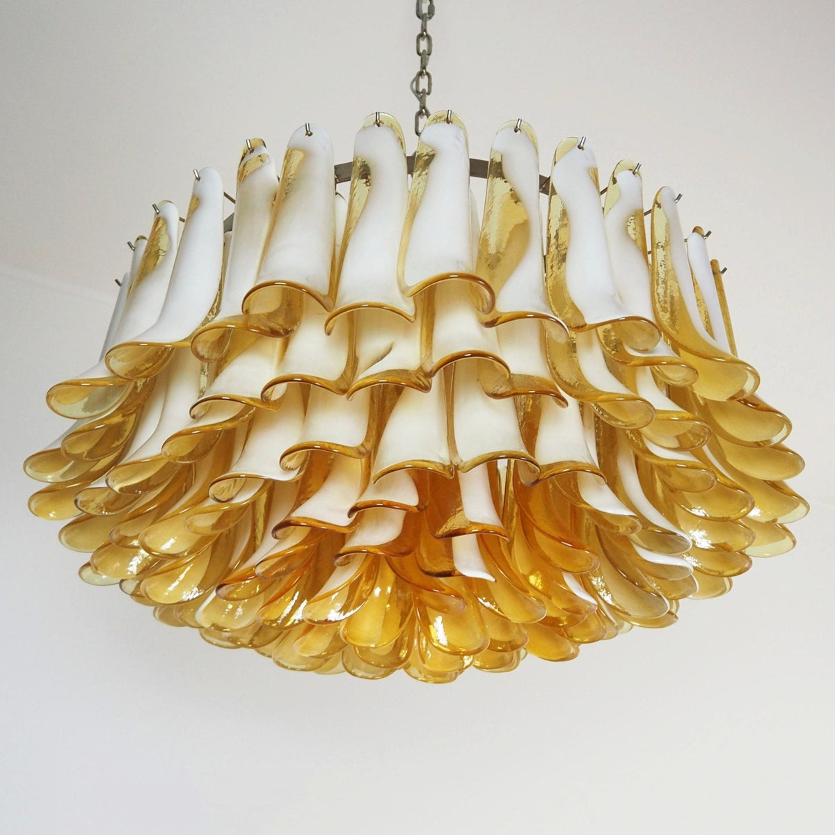 Zeveria Lustre Ambre Verre Murano Pétale Élégant