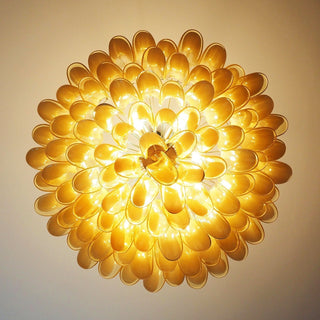 Aurora Lustre Ambre Verre Murano Pétale Élégant
