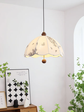 Vevenir Pétale Chuchotement Bois Tissu Pendentif Lampe