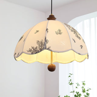 Vevenir Pétale Chuchotement Bois Tissu Pendentif Lampe