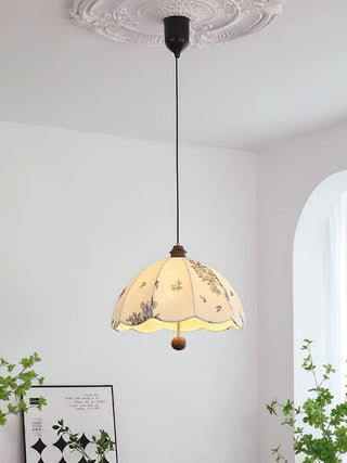 Vevenir Pétale Chuchotement Bois Tissu Pendentif Lampe