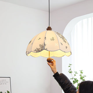Vevenir Pétale Chuchotement Bois Tissu Pendentif Lampe