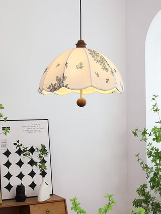 Vevenir Pétale Chuchotement Bois Tissu Pendentif Lampe