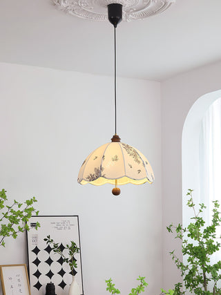 Vevenir Pétale Chuchotement Bois Tissu Pendentif Lampe