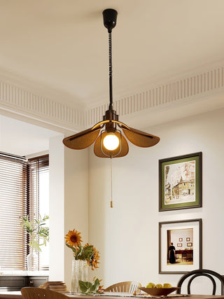Utalion Traditionnel Pétale Floraison Bois Tissu Pendentif Lumière