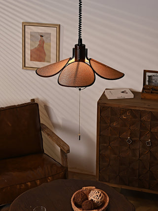 Utalion Traditionnel Pétale Floraison Bois Tissu Pendentif Lumière