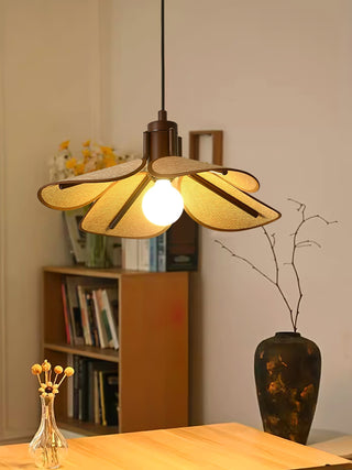 Utalion Traditionnel Pétale Floraison Bois Tissu Pendentif Lumière