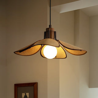 Utalion Traditionnel Pétale Floraison Bois Tissu Pendentif Lumière