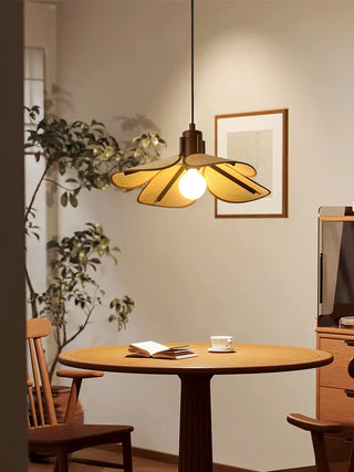 Utalion Traditionnel Pétale Floraison Bois Tissu Pendentif Lumière