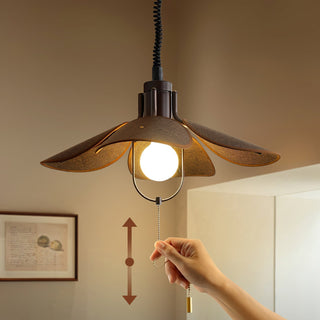 Utalion Traditionnel Pétale Floraison Bois Tissu Pendentif Lumière