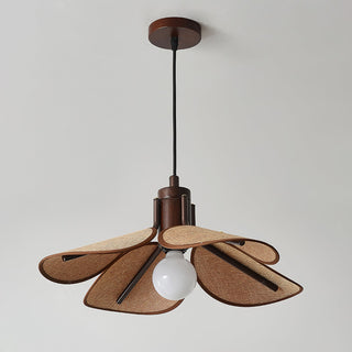 Utalion Traditionnel Pétale Floraison Bois Tissu Pendentif Lumière