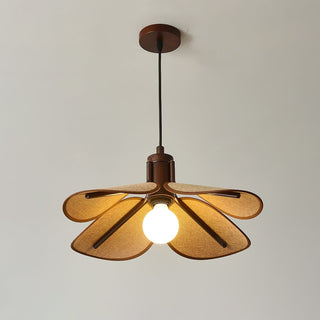 Utalion Traditionnel Pétale Floraison Bois Tissu Pendentif Lumière