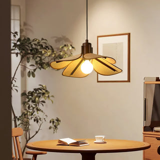 Utalion Traditionnel Pétale Floraison Bois Tissu Pendentif Lumière