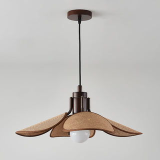 Utalion Traditionnel Pétale Floraison Bois Tissu Pendentif Lumière