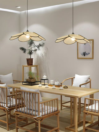 Vemarora Premium Élégance Pétales Rotin Tissu Pendentif Lampe
