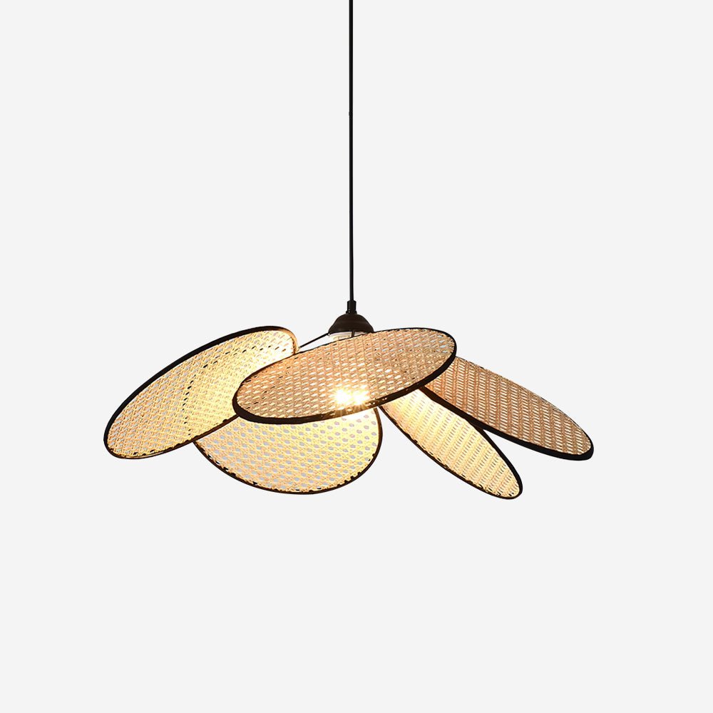 Saliona Premium Élégance Pétales Rotin Tissu Pendentif Lampe