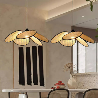 Vemarora Premium Élégance Pétales Rotin Tissu Pendentif Lampe