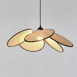 Vemarora Premium Élégance Pétales Rotin Tissu Pendentif Lampe