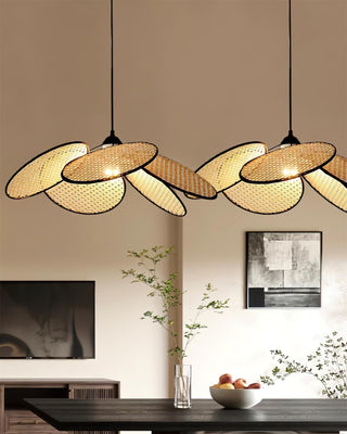 Vemarora Premium Élégance Pétales Rotin Tissu Pendentif Lampe