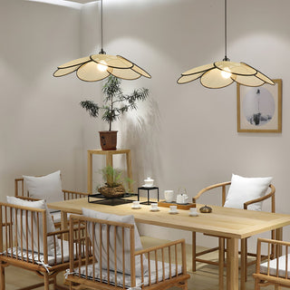 Vemarora Premium Élégance Pétales Rotin Tissu Pendentif Lampe