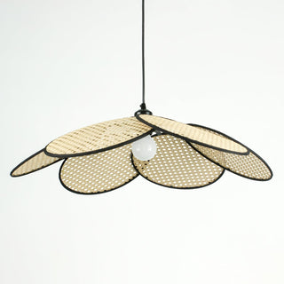 Vemarora Premium Élégance Pétales Rotin Tissu Pendentif Lampe