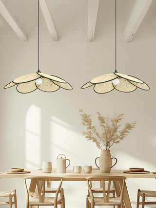 Vemarora Premium Élégance Pétales Rotin Tissu Pendentif Lampe