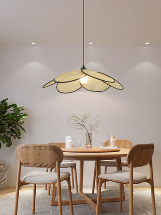 Vemarora Premium Élégance Pétales Rotin Tissu Pendentif Lampe