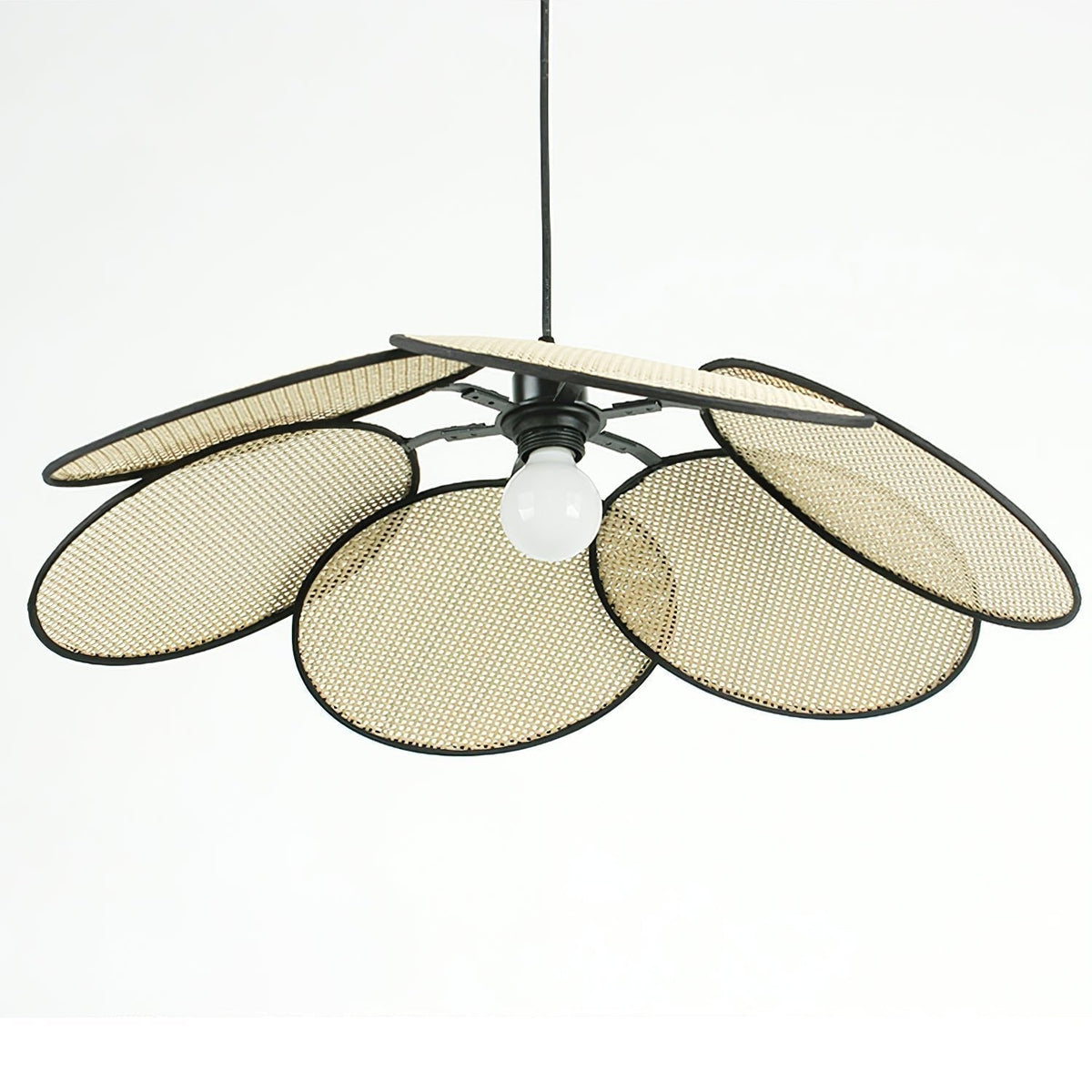 Saliona Premium Élégance Pétales Rotin Tissu Pendentif Lampe