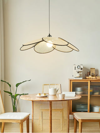 Vemarora Premium Élégance Pétales Rotin Tissu Pendentif Lampe
