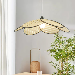 Vemarora Premium Élégance Pétales Rotin Tissu Pendentif Lampe