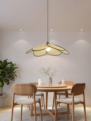 Vemarora Premium Élégance Pétales Rotin Tissu Pendentif Lampe