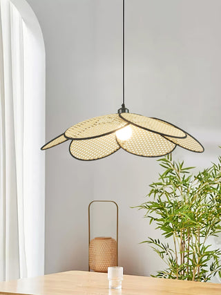 Vemarora Premium Élégance Pétales Rotin Tissu Pendentif Lampe