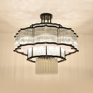 Lustra Lustre Verre Noir et Doré