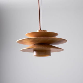 Cascade Wooden Disc Swag Pendant Lamp-Neutral Decor