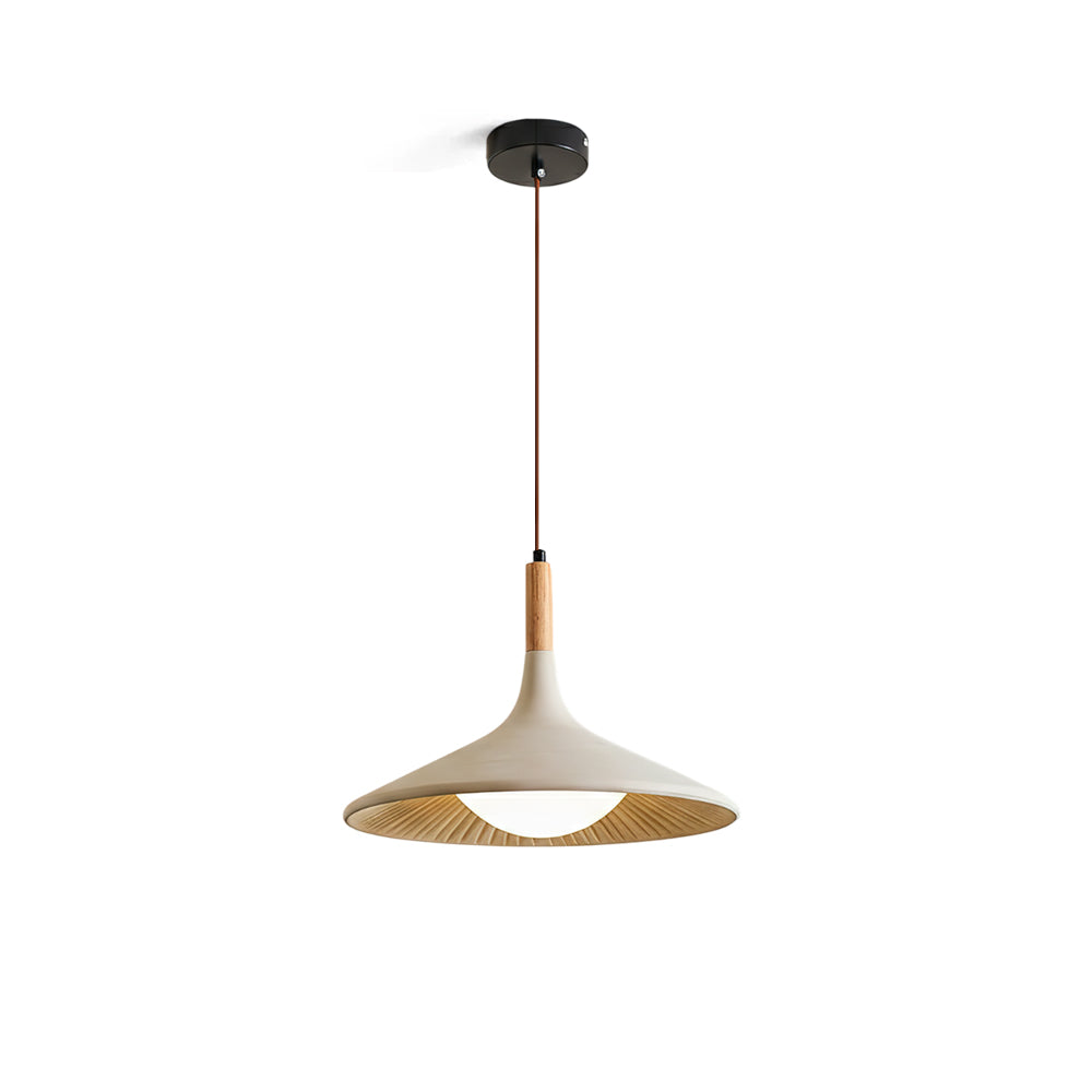 Piero Pendant Lamp in light gray cement and wood.