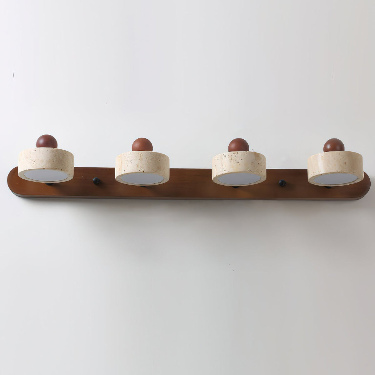 Diagram showing the dimensions of the 4-head Piero Travertine Wall Lamp.